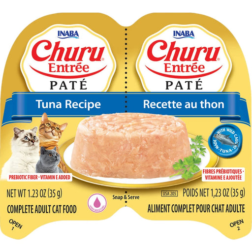 INABA Churu Entree Pate Tuna Recipe Wet Cat Food Cup, 2.46-oz