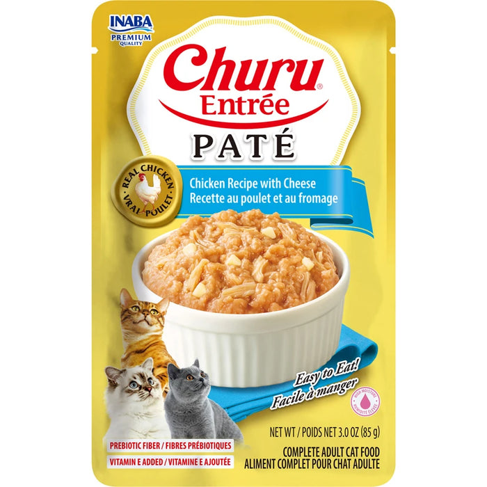 INABA Churu Entree Pate Chicken with Cheese Cat Food Pouch, 3oz