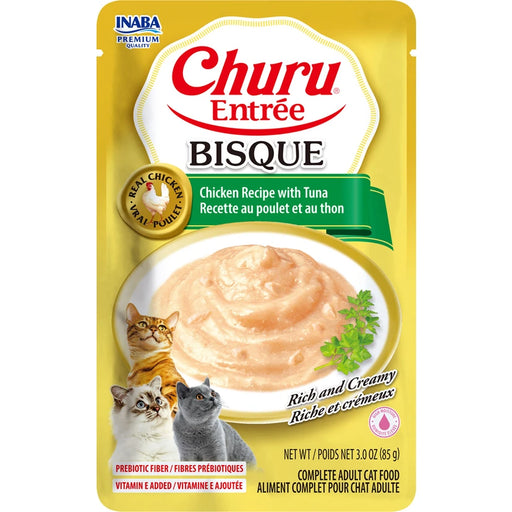 INABA Churu Entree Bisque Chicken with Tuna Cat Food Pouch, 3oz