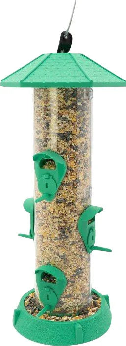 Fiesta 2-in-1 Hinged Port Wild Bird Feeder Green - 1.75 lb capacity