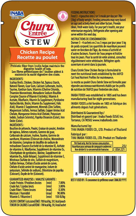 INABA Churu Entree Stew Chicken Cat Food Pouch, 3oz