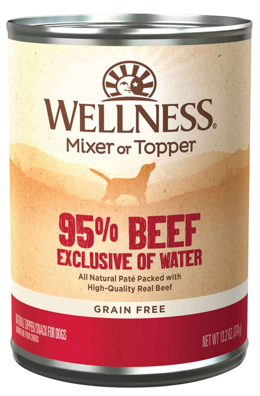 Wellness Natural Grain Free 95% Beef Recipe Adult Wet Canned Dog Food, 13.2oz