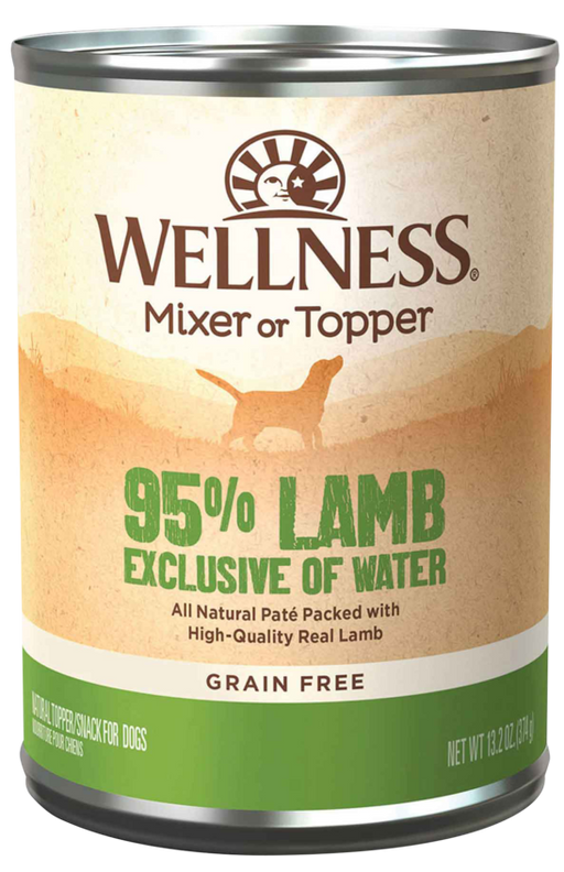 Wellness Natural Grain Free 95% Lamb Recipe Adult Wet Canned Dog Food Mixer or Topper, 13oz
