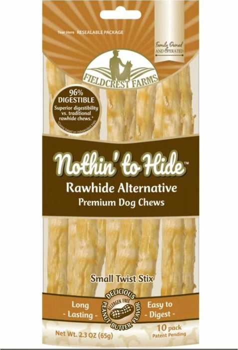 Nothin' To Hide Rawhide Alternative Twist Stix, Peanut Butter, Small