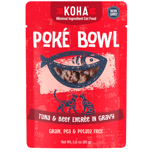 KOHA Poké Bowl Tuna & Beef Entrée in Gravy for Cats, 3oz Pouch