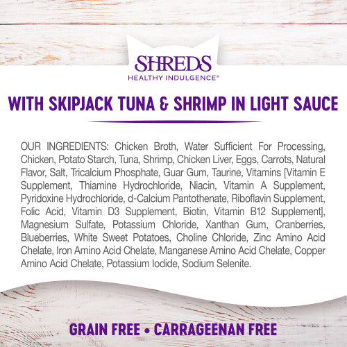 Wellness Healthy Indulgence® Shreds Tuna & Shrimp Wet Cat Food, 3oz Pouch