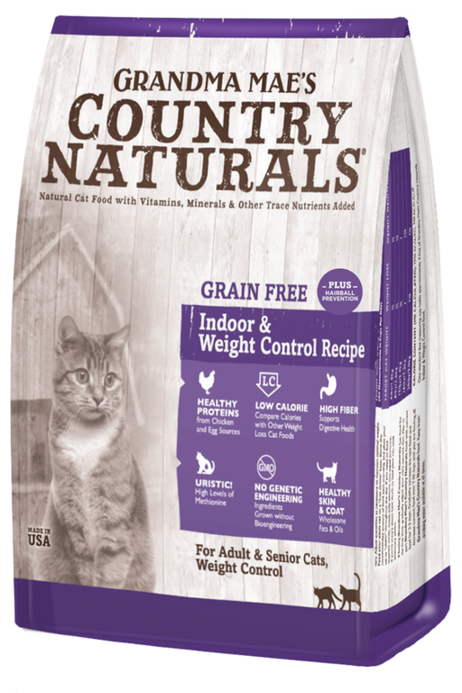 Grandma Mae's Country Naturals Grain Free Weight Control/Hairball Chicken & Whitefish Formula Dry Cat Food, 4lbs