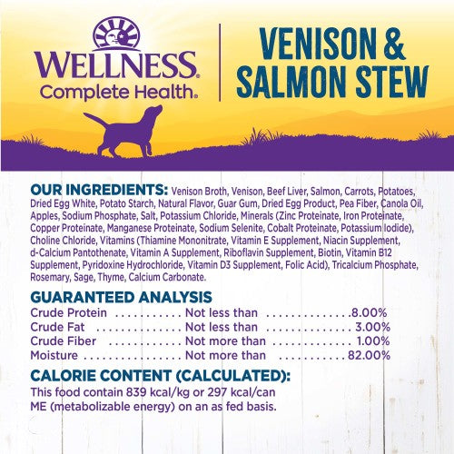 Wellness Complete Health Grain Free Natural Venison & Salmon Stew with Potato and Carrots Wet Canned Dog Food