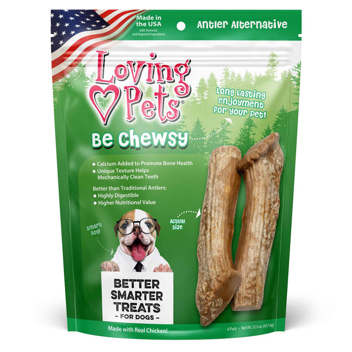 Loving Pets Be Chewsy Antler Alternative Dog Chews, 6pk