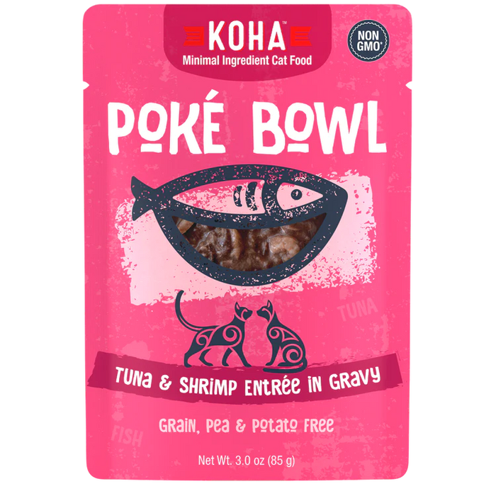 KOHA Poké Bowl Tuna & Shrimp Entrée in Gravy for Cats 3oz Pouch