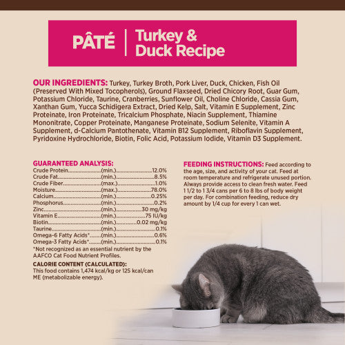 Wellness CORE Natural Grain Free Turkey and Duck Pate Wet Canned Cat Food, 5.5oz