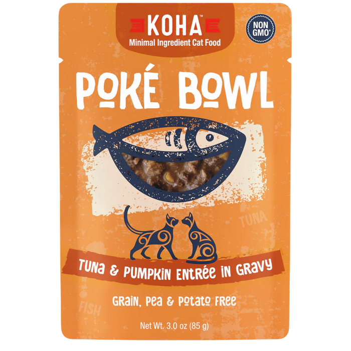 KOHA Poké Bowl Tuna & Pumpkin Entrée in Gravy for Cats 3oz Pouch