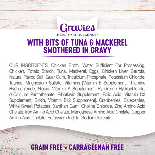 Wellness Healthy Indulgence® Gravies Tuna & Mackerel Wet Cat Food, 3oz Pouch