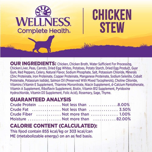 Wellness Grain Free Natural Chicken Stew with Peas and Carrots Wet Canned Dog Food, 12.5oz