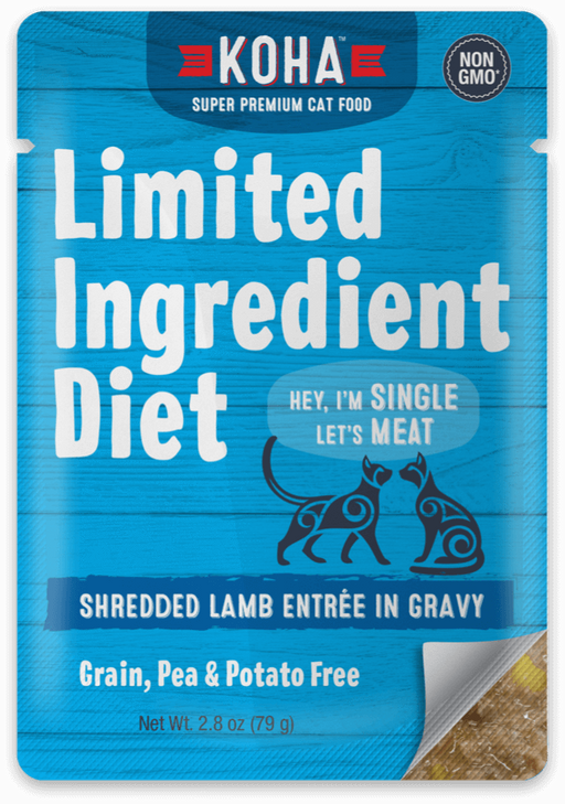 Koha Pet Limited Ingredient Diet Shredded Lamb Entree in Gravy Cat Food - 2.8 oz Pouch