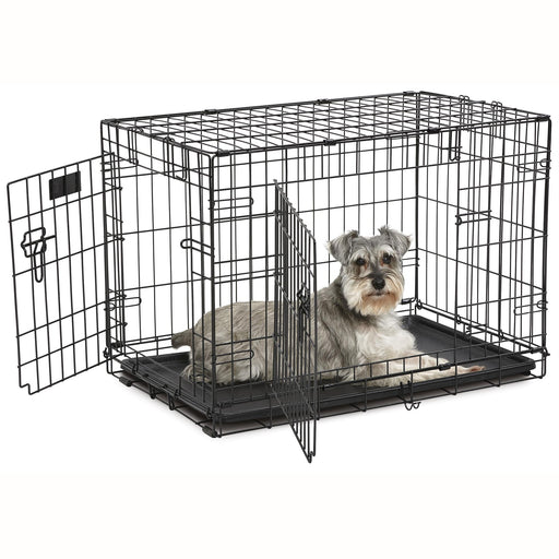 Midwest Contour Double Door Folding Dog Crate, 30.94" L X 19.4" W X 21.49" H, Medium, Black
