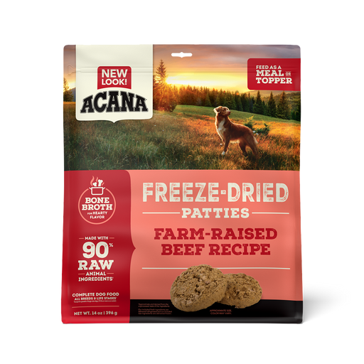 ACANA Freeze-Dried Dog Food Patties, Farm Raised Beef Recipe, 14oz
