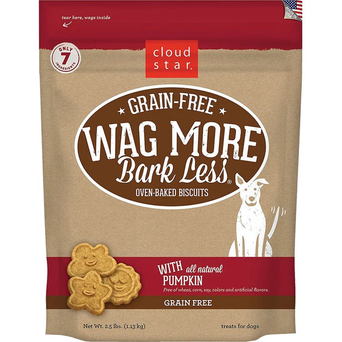 Cloud Star Wag More Bark Less Grain Free Oven Baked Biscuits, Pumpkin Dog Treats, 2.5lbs