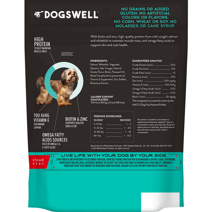 Dogswell Skin & Coat Mini Jerky Treats, Salmon, 4oz