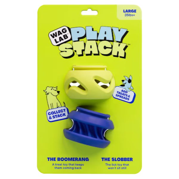 WAGLAB Play Stack Interactive Dog Toy 2-Pack - Includes The Boomerang & The Slobber