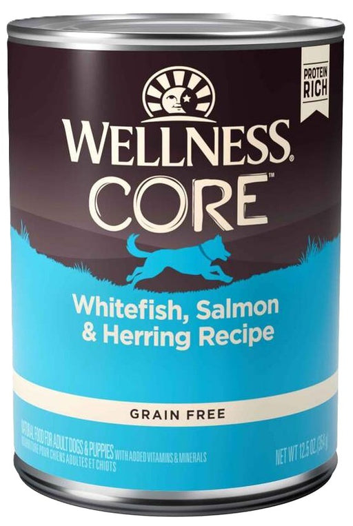 Wellness CORE Grain Free Natural Whitefish, Salmon and Herring Recipe Wet Canned Dog Food, 12.5oz