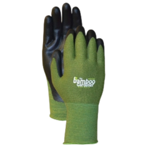 Bamboo Gardener Gloves - Nitrile Palm - Green