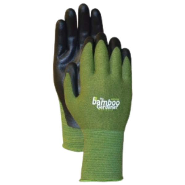 Bamboo Gardener Gloves - Nitrile Palm - Green