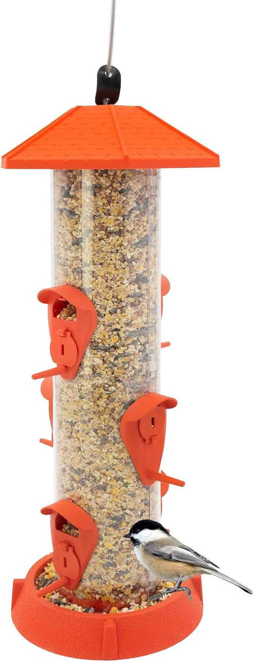 2-in-1 Hinged-Port Birdfeeder Fiesta Red: Hanging Bird Feeder, 1.75lbs capacity