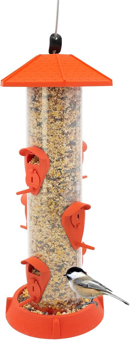 2-in-1 Hinged-Port Birdfeeder Fiesta Red: Hanging Bird Feeder, 1.75lbs capacity