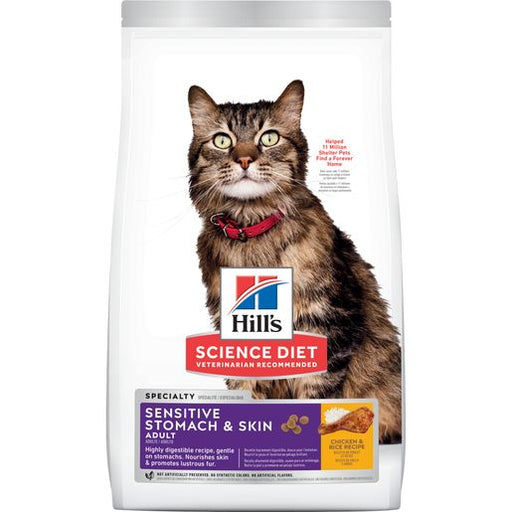 Hill's Science Diet Adult Sensitive Stomach & Skin Dry Cat Food, Chicken & Rice Recipe
