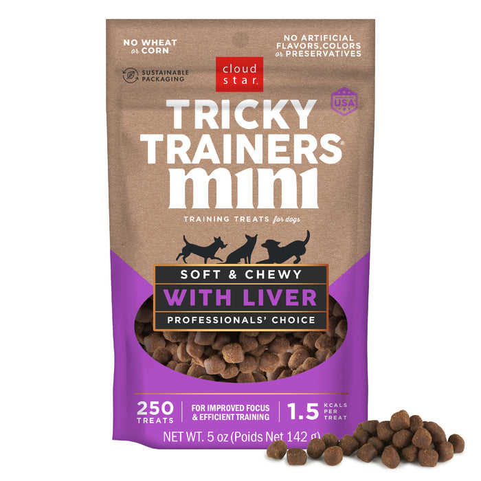 Cloud Star Tricky Trainers Mini Soft & Chewy with Pork Liver Chewy Dog Treats, 5oz