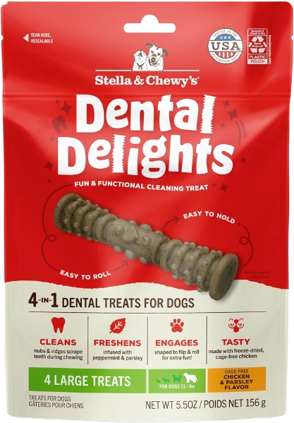 Stella & Chewy's Dental Delights Large Dog Dental Treats, 4pk
