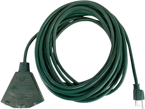 25' Stanley Green 3-prong Outdoor Power Cord With 3-outlet Block