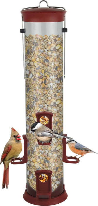 Large Plastic Seed Tube Feeder, 2.1 Quart Capacity