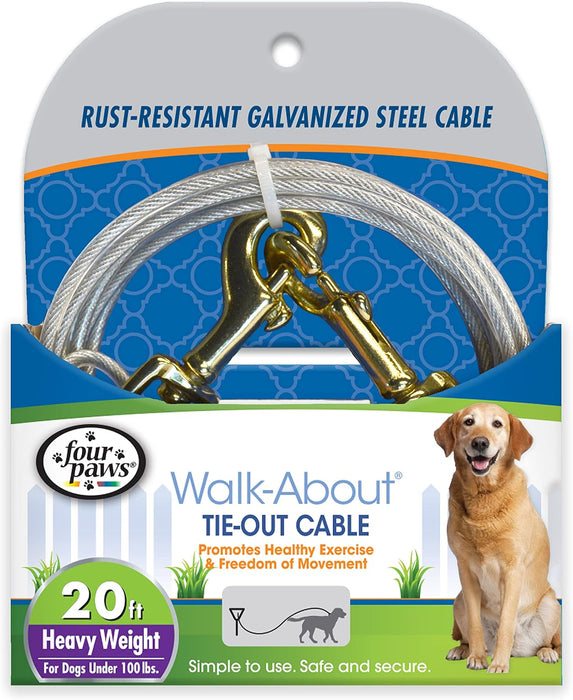 Heavy Weight Dog Tie Out Cable, Silver, 20'