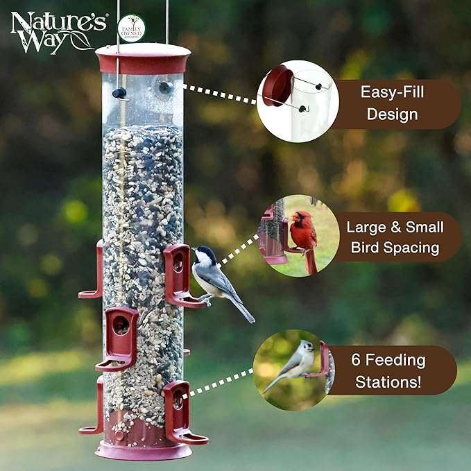 Large Plastic Seed Tube Feeder, 2.1 Quart Capacity