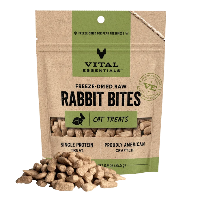 Vital Essentials Freeze-Dried Raw Single Protein Rabbit Bites Cat Treats, .9oz