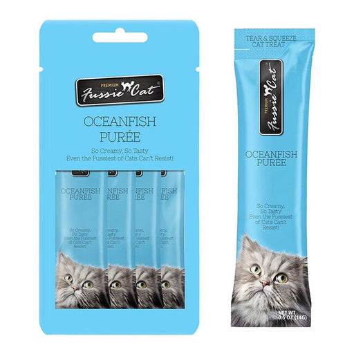 Fussie Cat Oceanfish Purée Lickable Cat Treat, 4ct