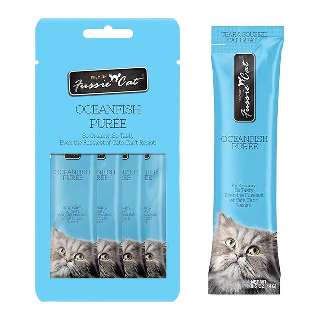 Fussie Cat Oceanfish Purée Lickable Cat Treat, 4ct