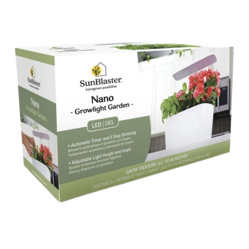 SunBlaster Nano Growlight Garden, w/ LED Grow Light, Timer and Adapter