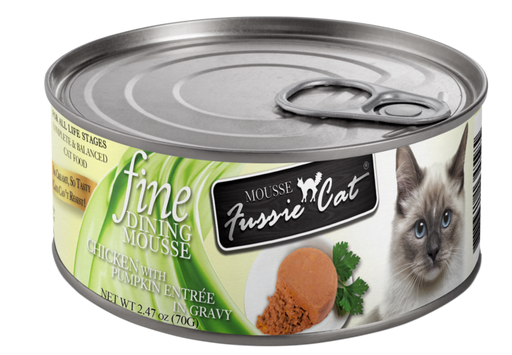 Fussie Cat Fine Dining - Mousse Chicken with Pumpkin Entree in Gravy Canned Cat Food, 2.47oz