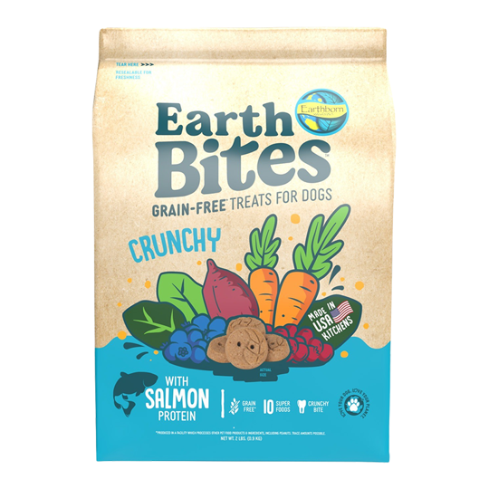 Earthborn Holistic EarthBites Crunchy Salmon Meal Recipe Grain Free Dog Treats, 2lbs