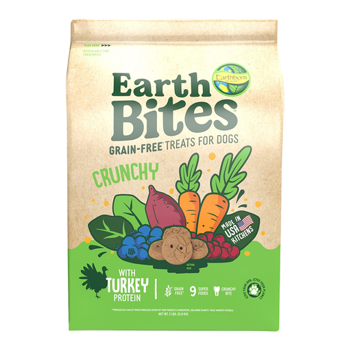 Earthborn Holistic EarthBites Crunchy Turkey Meal Recipe Grain Free Dog Treats, 2lbs