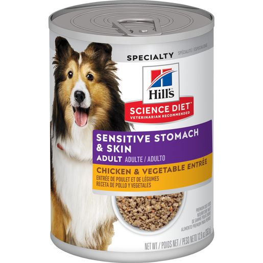 Hill's Science Diet Adult Sensitive Stomach & Skin Canned Dog Food, Chicken & Vegetable Entrée, 12.8 oz