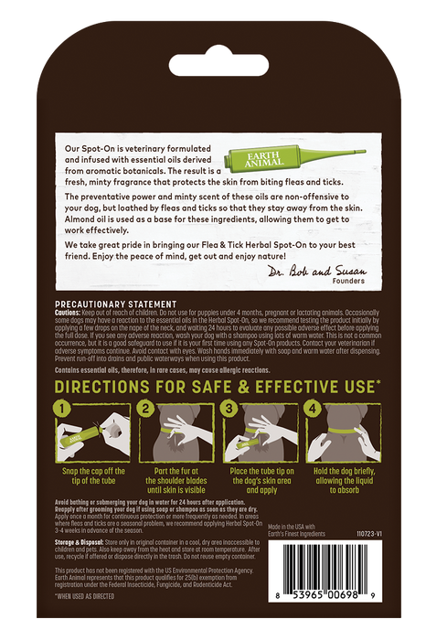 Earth Animal Nature’s Protection™ Flea & Tick Herbal Spot-On For Dogs