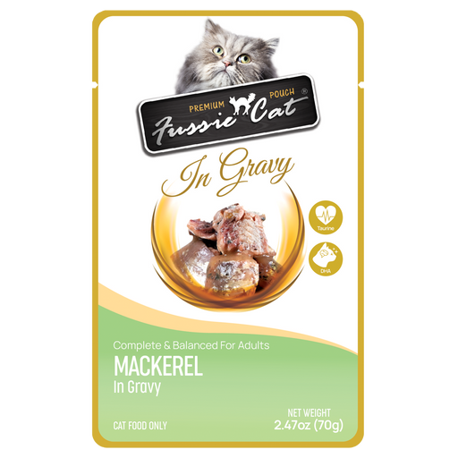 Fussie Cat Mackerel in Gravy Wet Cat Food, 2.47oz Pouch