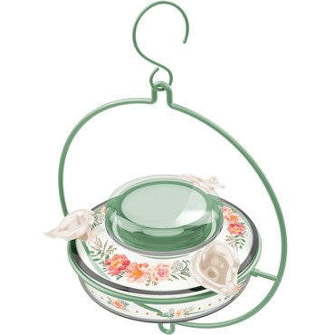 Decorative Glass Top Fill Hummingbird Feeder, Gardenia Bouquet - - 13oz Capacity - 8.2in H x 7.4in W x 3.1in D