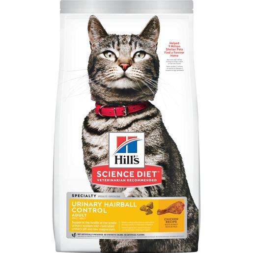 Adult Urinary & Hairball Control Cat Food, Chicken & Rice Recipe, Dry, 7 lb, 1 bag