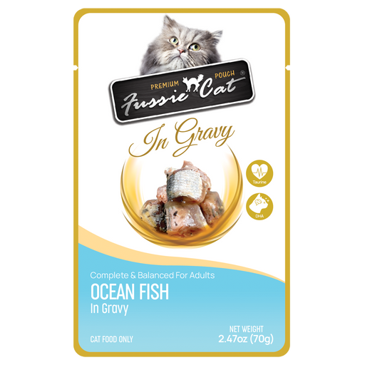 Fussie Cat Ocean Fish in Gravy Wet Cat Food, 2.47oz Pouch