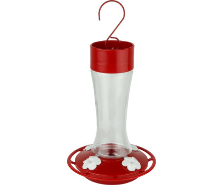 Scarlet Silhouette Glass Hummingbird Feeder 10 oz